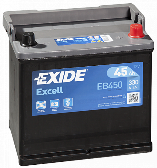 Аккумулятор Exide Excell EB450 (45 A/h), 330A R+ JIS